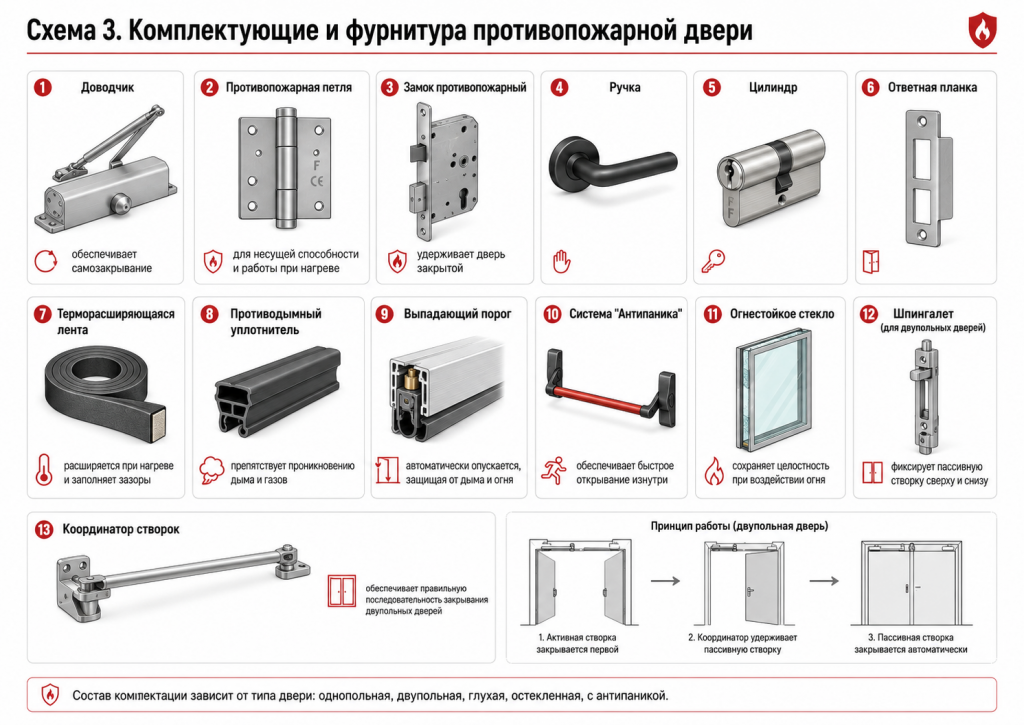 Конструкция противопожарной двери — схема 3